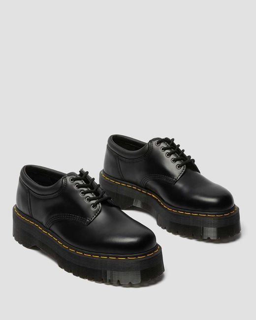 Dr. Martens Black 8053 Quad Smooth Leather Platform Shoes for men