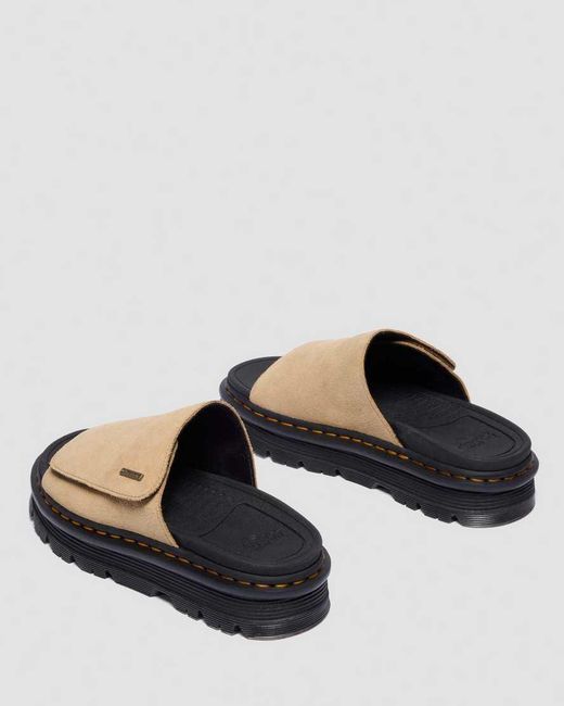 Dr. Martens Black Zebzag Suede Platform Slides