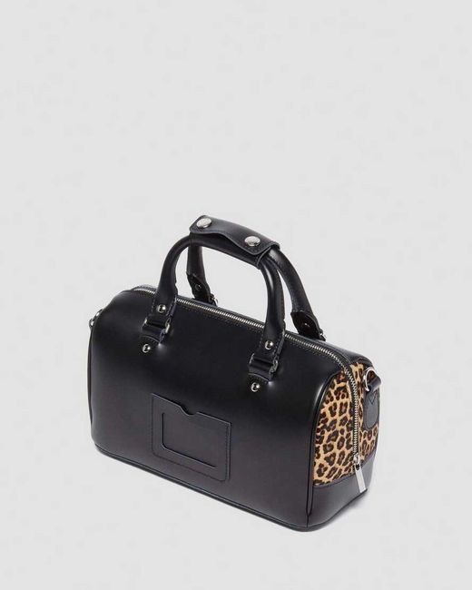 Dr. Martens Black Leather Print Hair-On Top Handle Bag