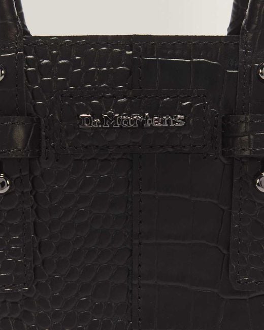 Dr. Martens Black X-Small Croc Emboss Leather Tote Bag