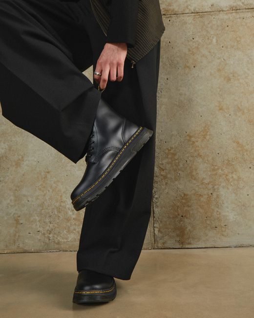 Dr. Martens Black Crewson Leather Lace Up Boots for men