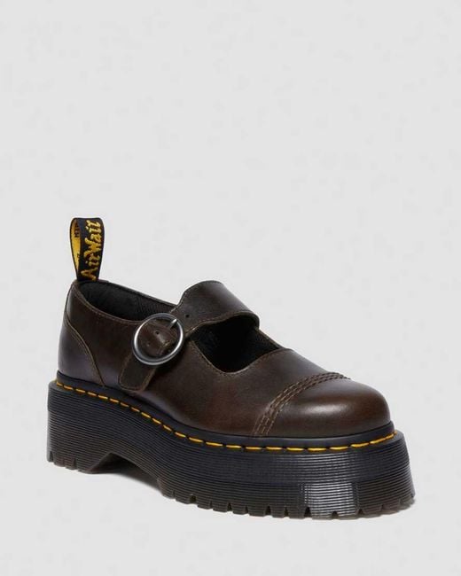 Dr. Martens Black Addina Orleans Leather Platform Shoes