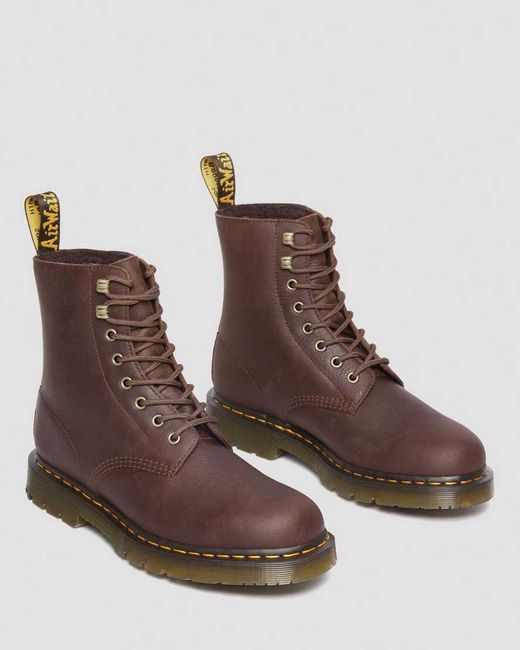 Dr. Martens Brown 1460 Pascal Fleece Lined Leather Wintergrip Boots for men