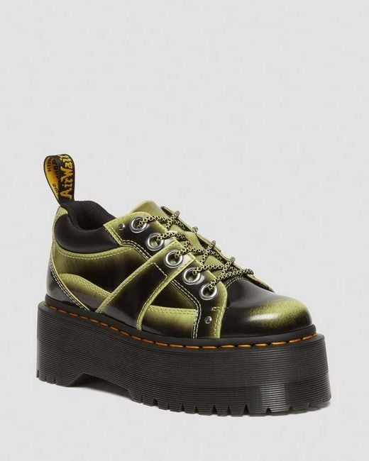 Dr. Martens Green 5-Eye Max Distressed Leder Plateauschuhe