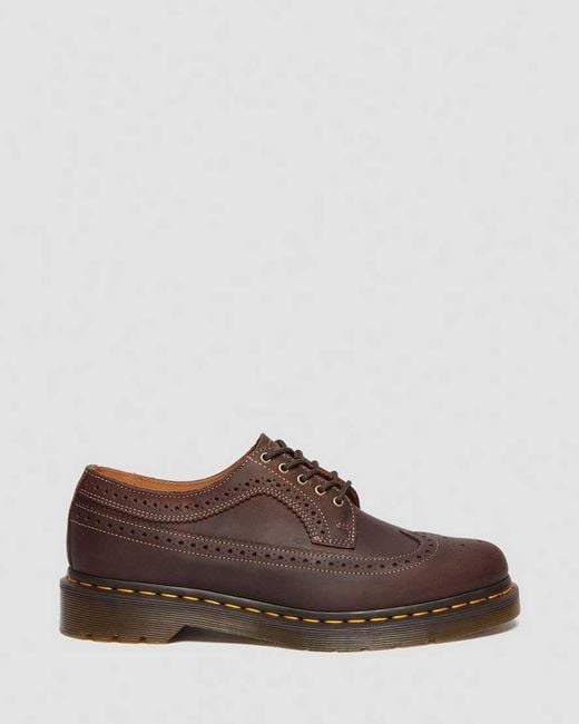 Dr. Martens Brown 3989 Crazy Horse Leather Brogues Shoes for men