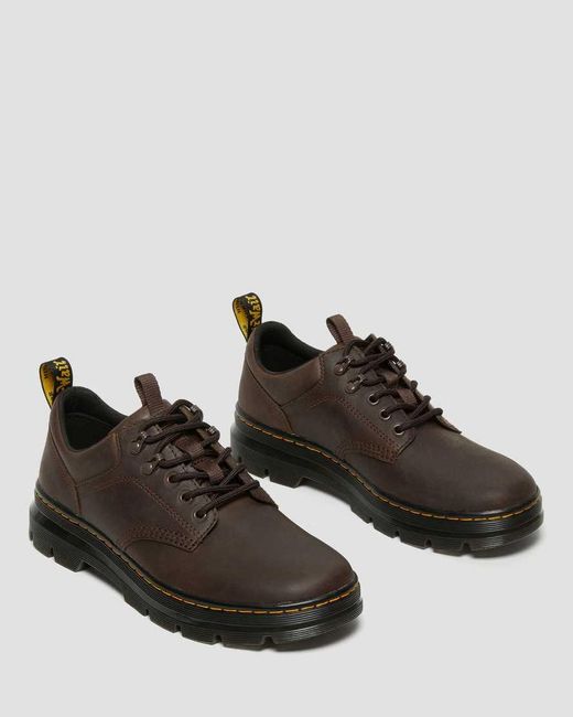 Dr. Martens Black Reeder Crazy Horse Leather Utility Shoes for men