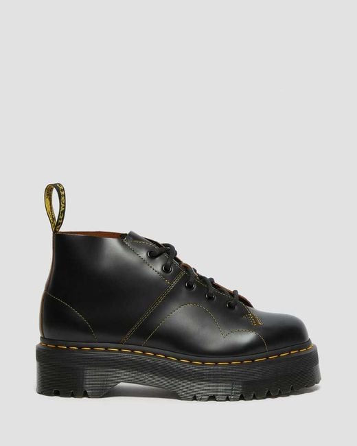 Dr. Martens Black Church Quad Leather Platform Boots