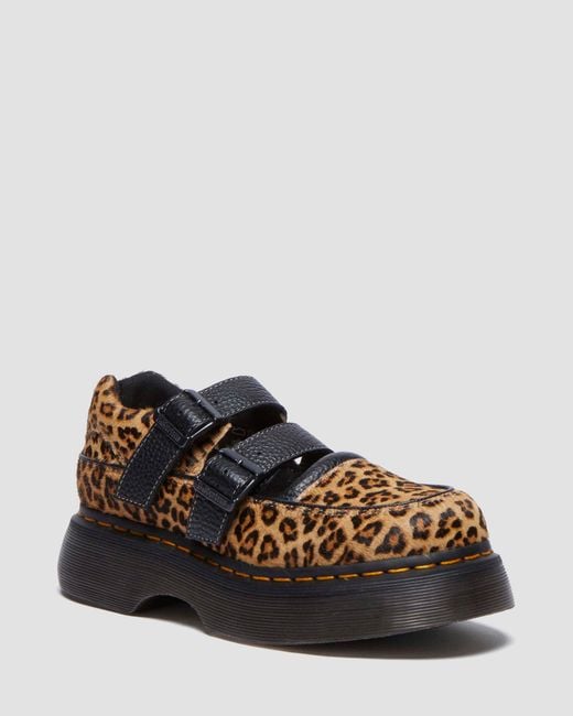 Dr. Martens Women's Black Buzz Leopard Mary Jane Shoes