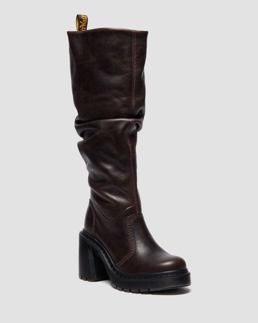 Dr. Martens Black Kasey Kinsley Leather Knee High Heeled Boots