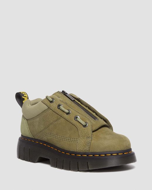 Dr. Martens Green Woodard Tumbled Nubuck Leather Zip Shoes for men