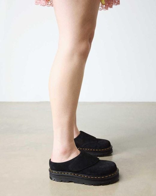 Dr. Martens Black Zebzag Anywair Suede Mules