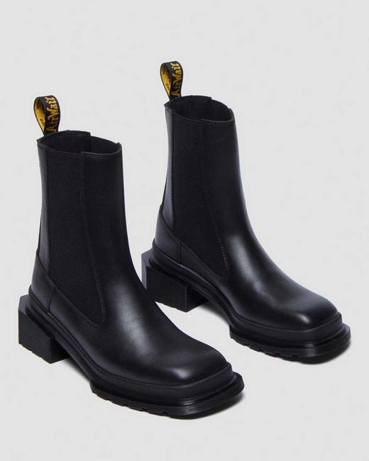 Dr. Martens Black Maybole Square Toe Leather Chelsea Boots