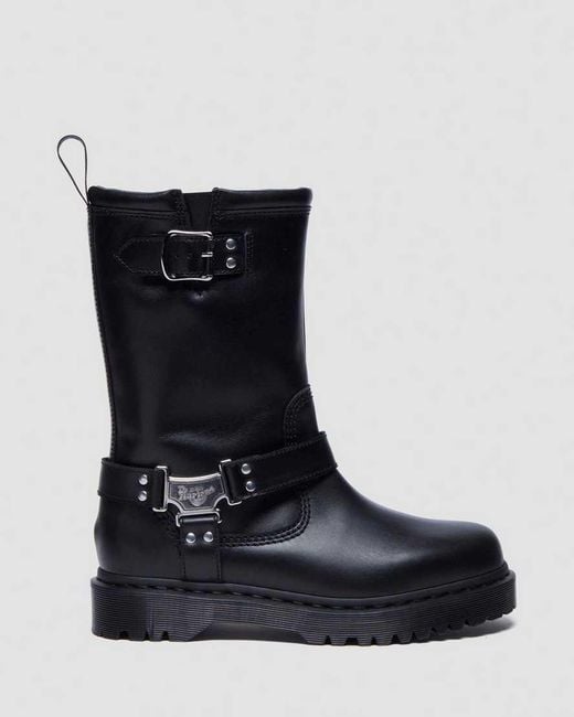 Dr. Martens Black Anistone Hi Leather Biker Boots