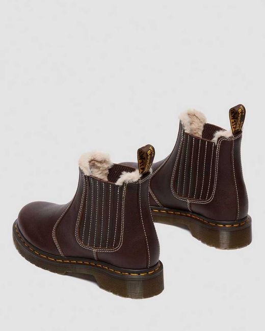 Dr. Martens Brown 2976 Leonore Ii Faux Fur Lined Grizzly Leather Chelsea Boots