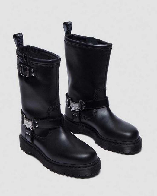 Dr. Martens Black Anistone Hi Leather Biker Boots