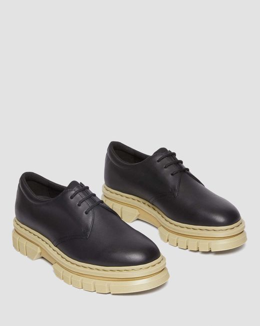 Dr. Martens Black Rikard Contrast Sole Leather Platform Shoes for men