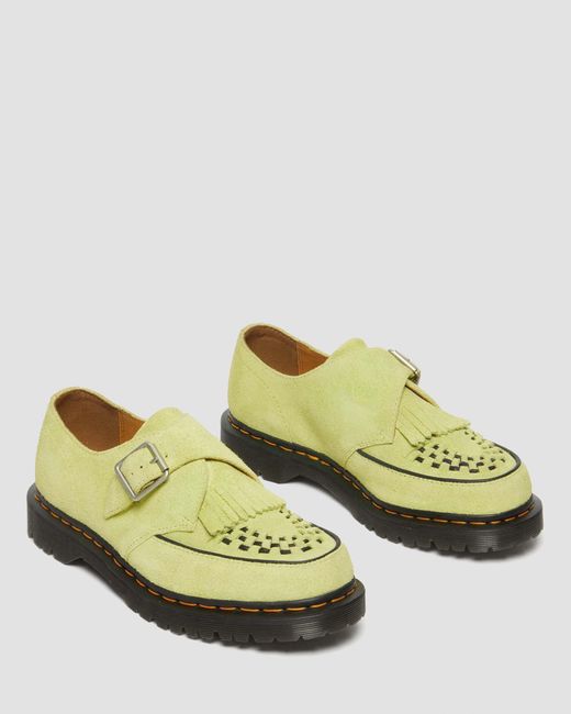 Dr. Martens Yellow Ramsey Suede Kiltie Buckle Creepers Shoes for men