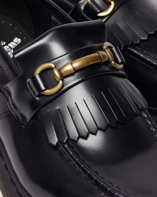 Dr. Martens Black Adrian Snaffle Smooth Leather Tassel Loafers for men