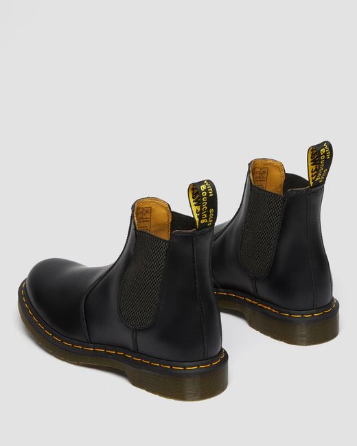 Dr. Martens Unisex 2976 Yellow Stitch Smooth Leather Chelsea Boots Black Smooth