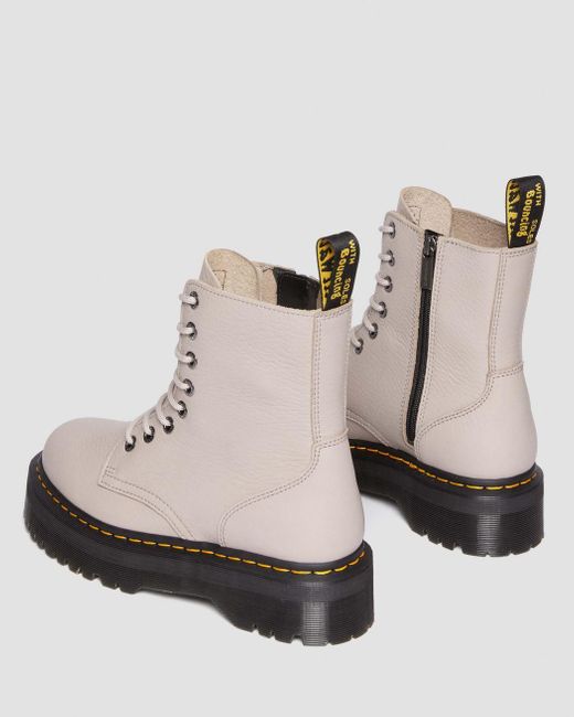 Dr. Martens Jadon Iii Pisa Leather Platform Boots Taupe in White 