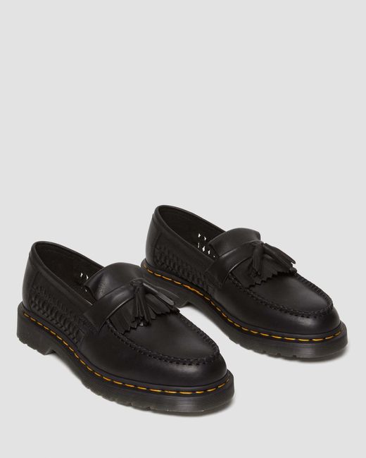 Dr. Martens Black Adrian Woven Leather Tassel Loafers for men
