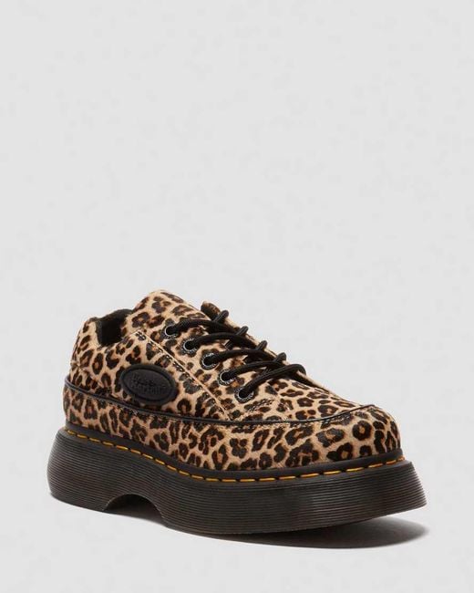 Dr. Martens Brown Leather Buzz-Eye Leopard Shoes