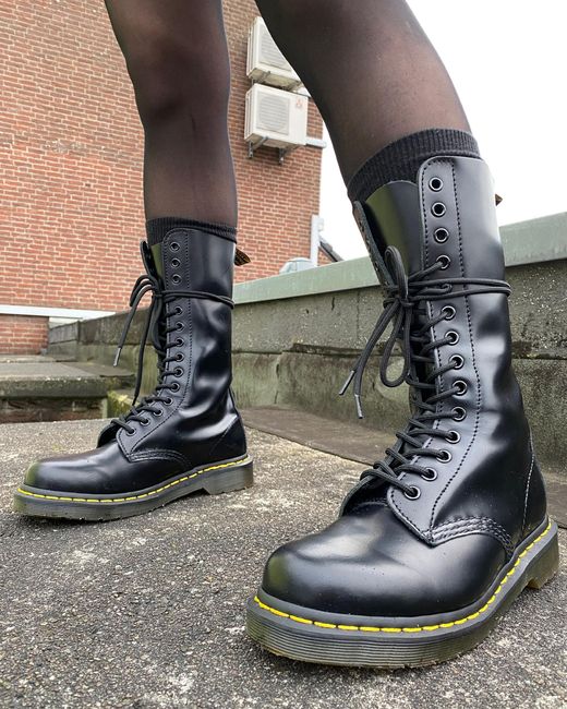 Dr. Martens 1914 Smooth Leather Tall Boots in Black | Lyst