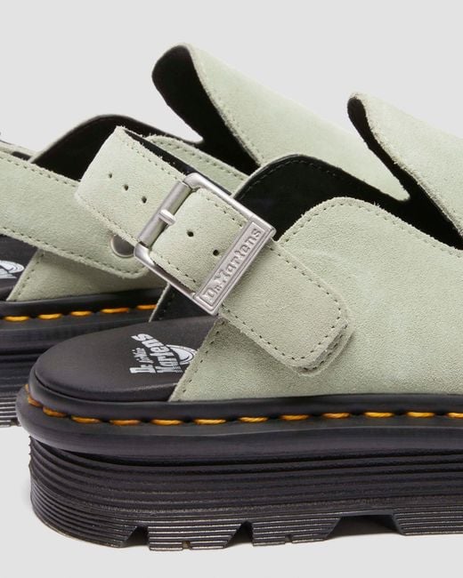 Dr. Martens Green Zebzag Suede Casual Slingback Platform Mules for men