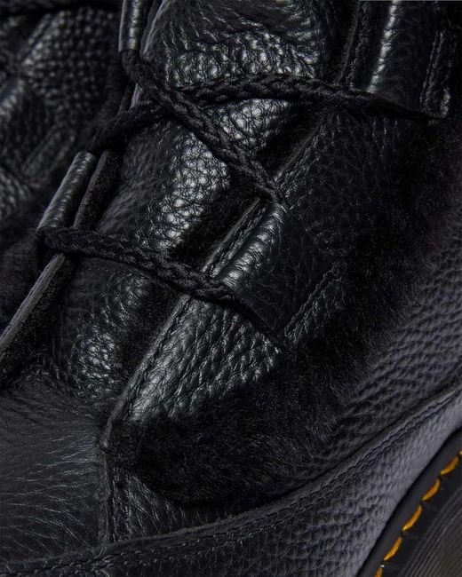 Dr. Martens Black Buzz Lace Up Faux Fur Lined Milled Nappa Leather Boots