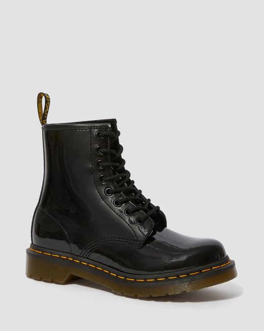 Dr. Martens 1460 Patent Leather Lace Up Boots In Black Lucido/patent Lamper