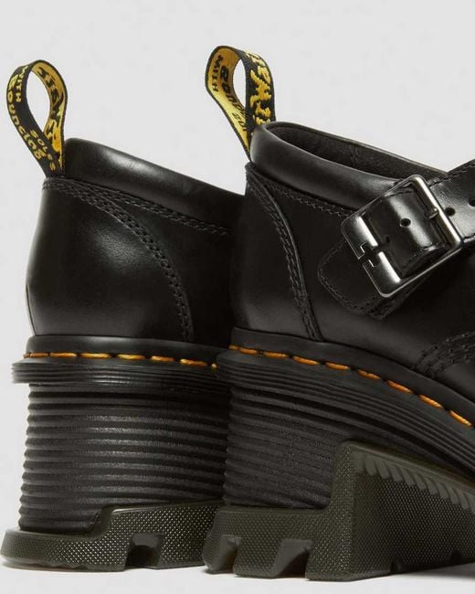 Dr. Martens Black Corran Atlas Leather Mary Jane Heeled Shoes