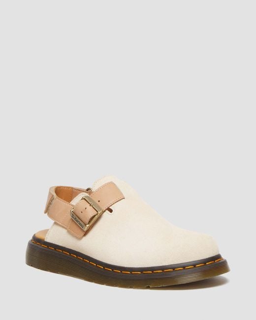 Dr. Martens Jorge Ii Suede & Leather Slingback Mules in Natural | Lyst