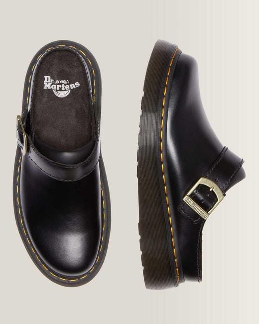 Dr. Martens Black Laketen Leather Platform Mules Shoes for men