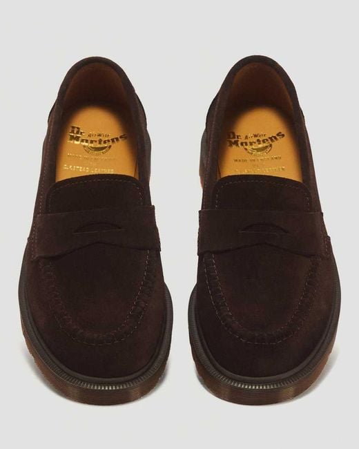 Dr. Martens White Delapre Penny Repello Calf Suede Loafers for men