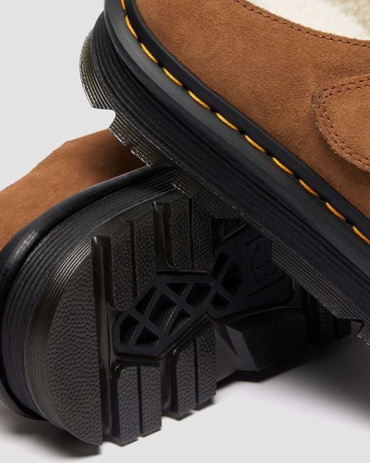 Dr. Martens Brown Zebzag Anywair Warm Lined Suede Mules