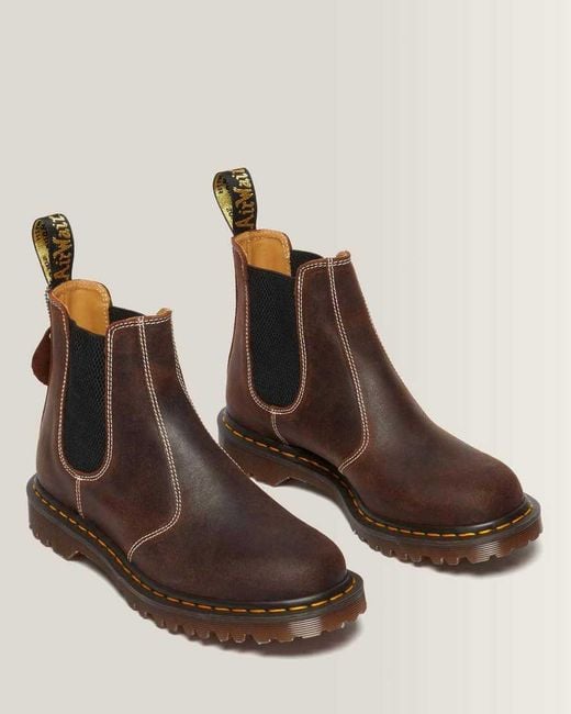 Dr. Martens Brown 2976 Wax Commander Leather Chelsea Boots for men