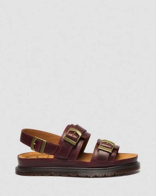 Dr. Martens Brown San Two Strap Leather Sandals for men