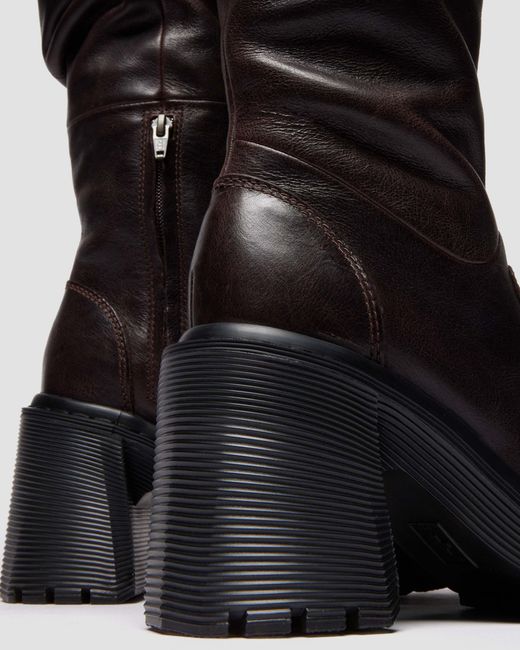 Dr. Martens Black Kasey Kinsley Leather Knee High Heeled Boots