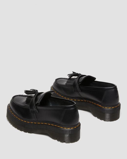 Dr. Martens Black Adrian Leather Platform Tassel Loafers for men