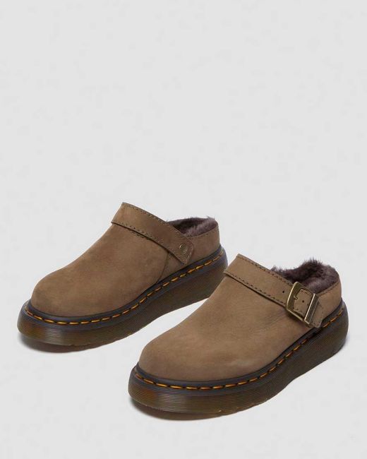 Dr. Martens Brown Laketen Faux Fur Lined Platform Mules for men