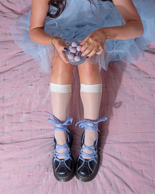 Dr. Martens Blue Buzz Ballerina Gloss Leather Shoes