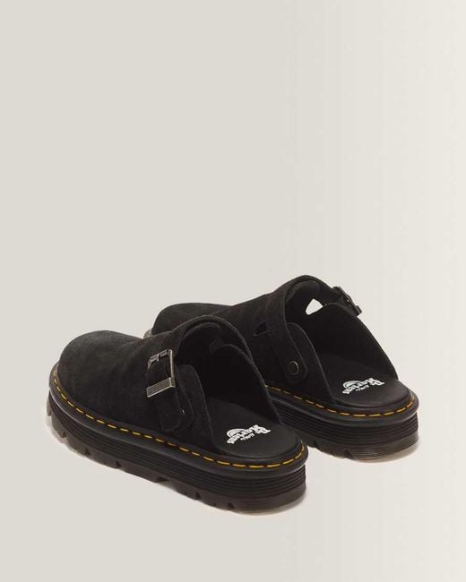 Dr. Martens Black Zebzag Suede Casual Slingback Platform Mules for men