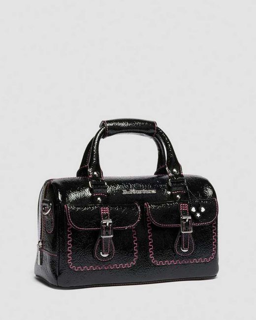 Dr. Martens Black Top Handle Distressed Patent Leather Bag