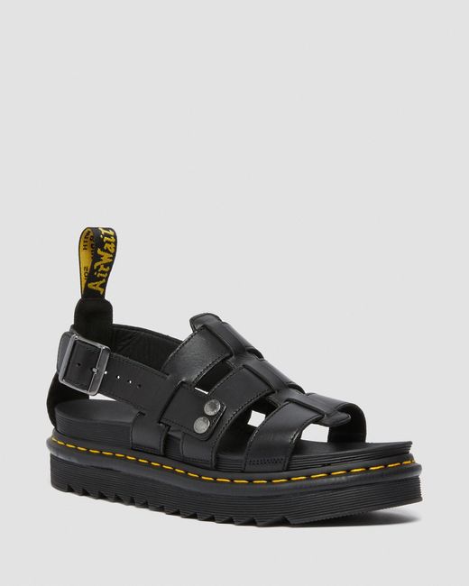 Dr. Martens Terry Leather Strap Sandals in Black - Lyst