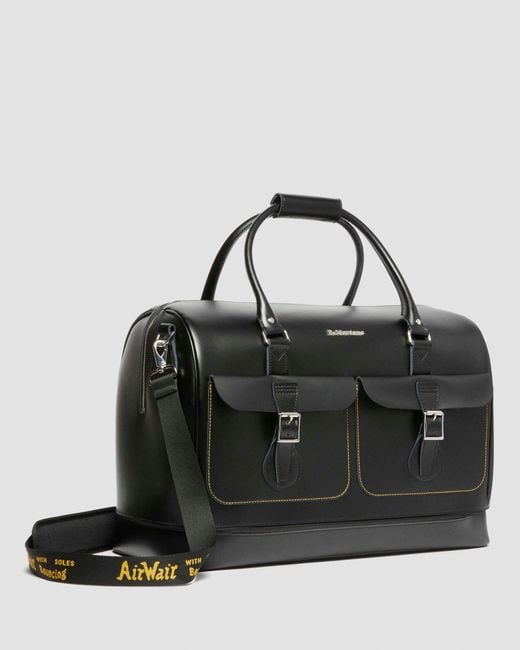 Dr. Martens Smooth Leather Weekender Bag in Black | Lyst