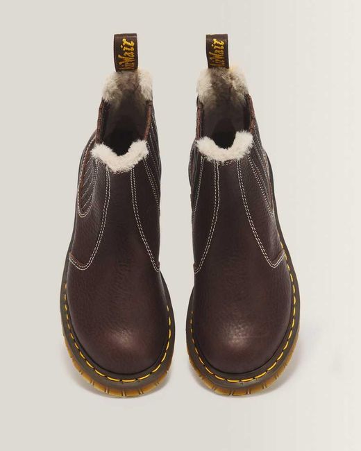 Dr. Martens Brown 2976 Leonore Ii Faux Fur Lined Grizzly Leather Chelsea Boots