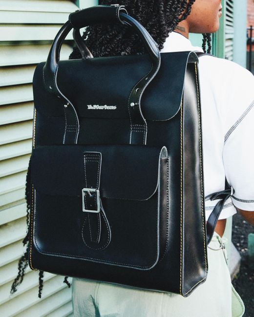 Dr. Martens Black Leather Small Backpack for men