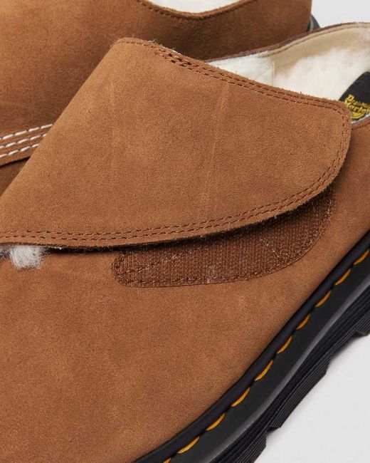 Dr. Martens Brown Zebzag Anywair Warm Lined Suede Mules