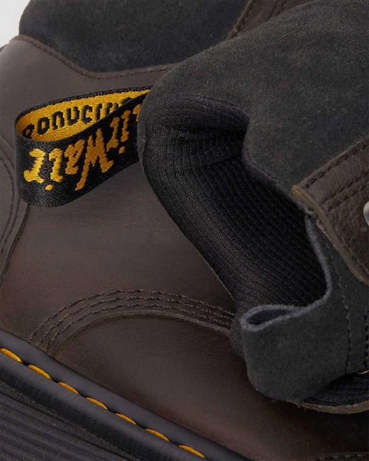 Dr. Martens Black Zebzag 8 Ties Burnish Waxy Lace Up Boots