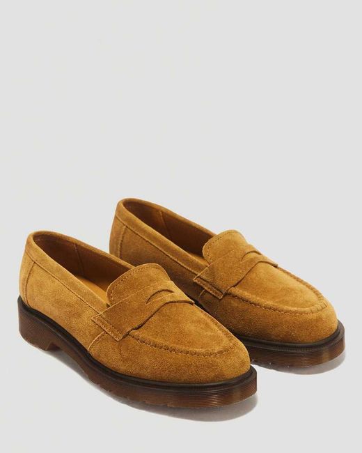 Dr. Martens Yellow Delapre Penny Repello Calf Suede Loafers for men